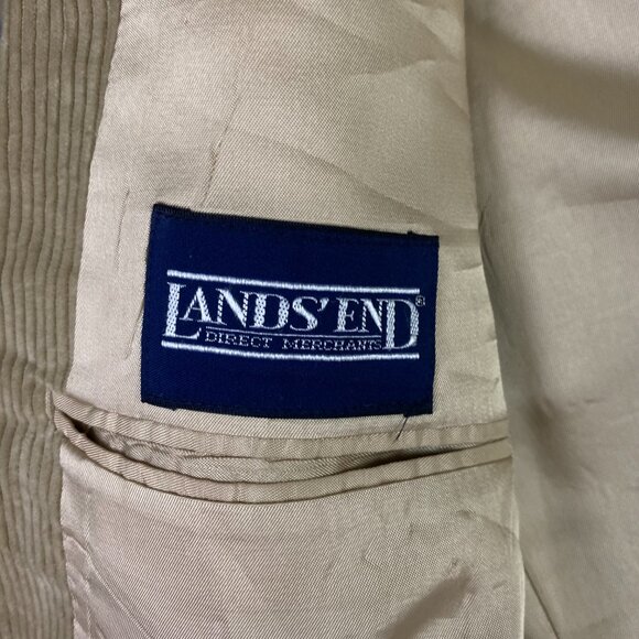 Lands End Corduroy Blazer Sport Coat Men's 41L Tan Elbow Patch Patches - Picture 7 of 15